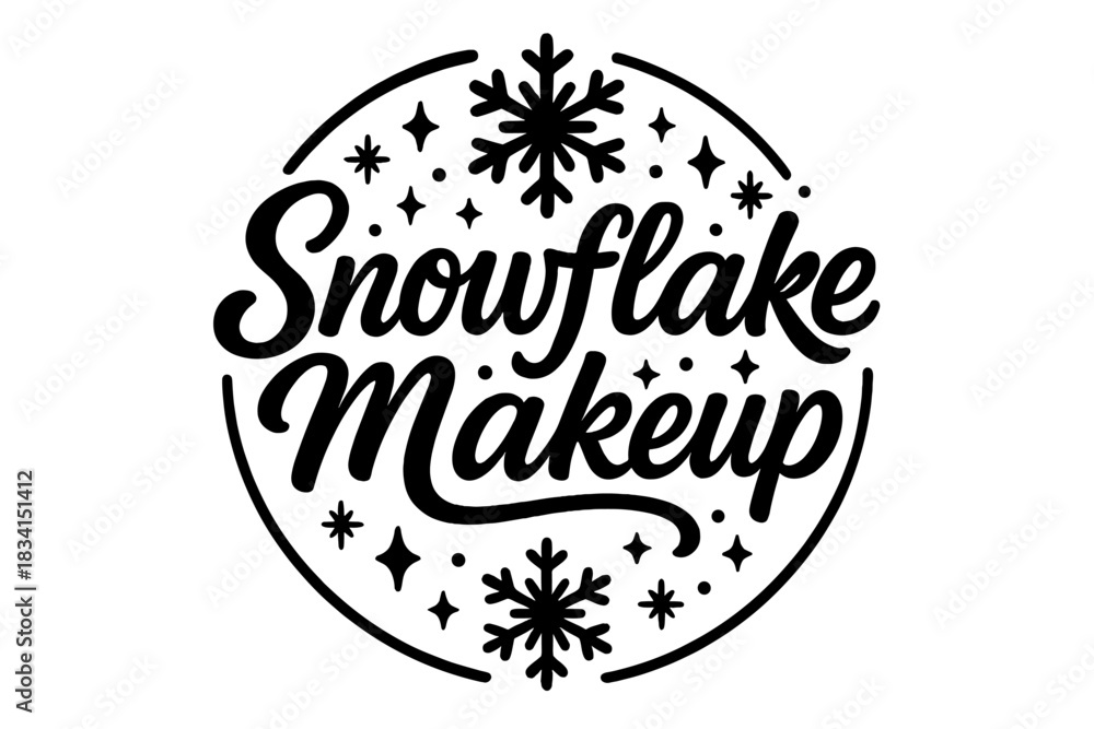Fototapeta premium Snowflake Makeup Design. Snowflake makeup concept. modern hand lettering, smooth curves, balanced composition,