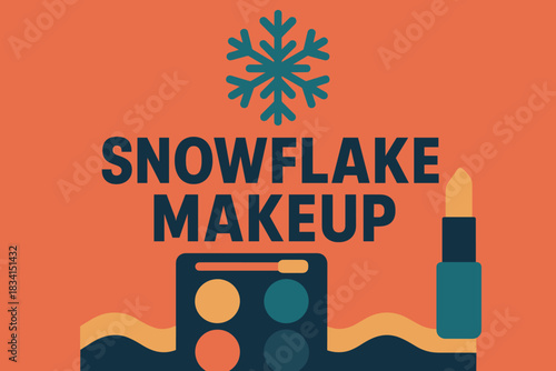 Snowflake Makeup Design. Snowflake makeup concept. Modern minimalist poster banner, bold sans-serif typography