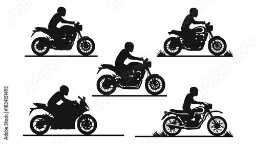 Motorcycle silhouettes vector illustration motorbike riders