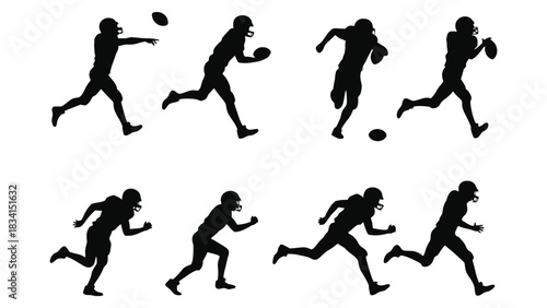 Football player silhouette vector graphic design elements set