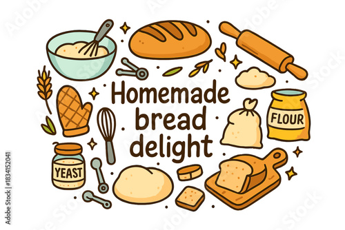 Homemade Bread Doodle. Homemade bread delight. Hand-drawn doodle illustration of Homemade bread delight. loaf