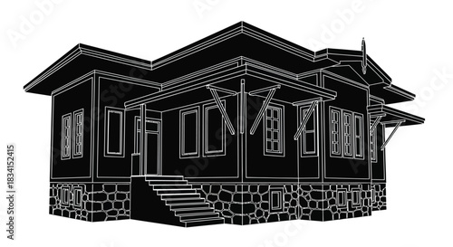 Modern house architecture design building exterior home illustration