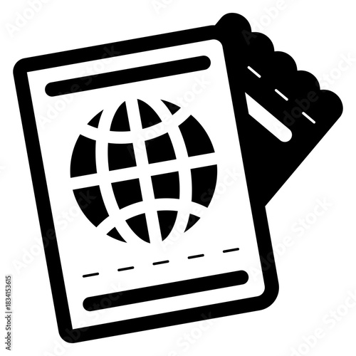 passport with flight ticket icon