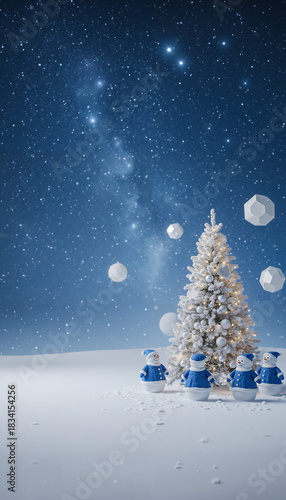 Wallpaper Mural Winter Christmas tree with blue decorations under a starry sky   Torontodigital.ca