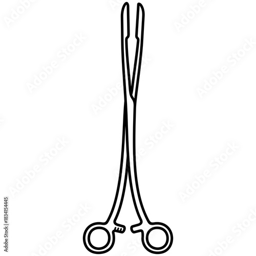 Collin dressing forceps. Surgical instrument. Vector outline icon.