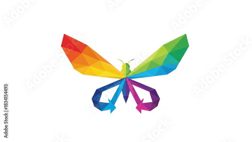 Low poly rainbow butterfly colorful icon