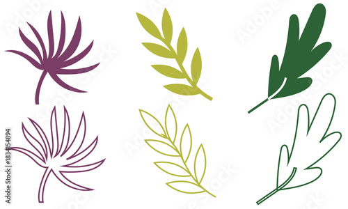 Tropical Leaf Silhouettes for Design Projects. Diverse tropical leaf silhouettes ideal for botanical illustrations, nature graphics, summer themes, and creative design backgrounds.

