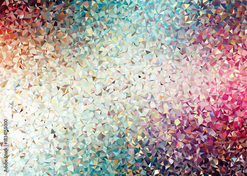 Colorful abstract background with a shimmering geometric pattern of triangular crystal facets