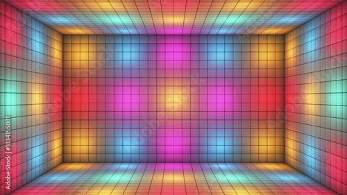 Broadcast Switching Hi-Tech Illuminated Cubes Room Stage, Multi Color, Events, 3D, Loopable, 4K