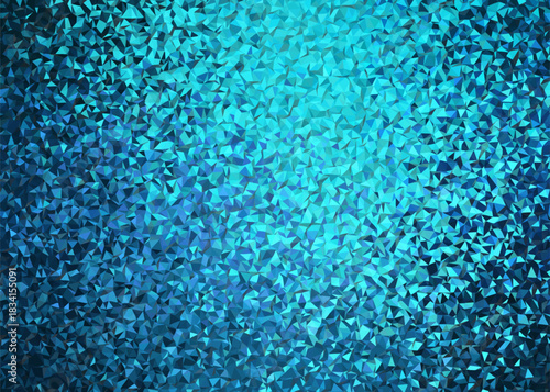 Vibrant abstract background with a shimmering geometric mosaic of blue and turquoise crystals