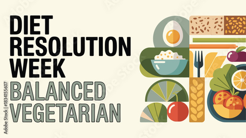 Diet Resolution Week Healthy Eating Vegetable Nutrition Illustration