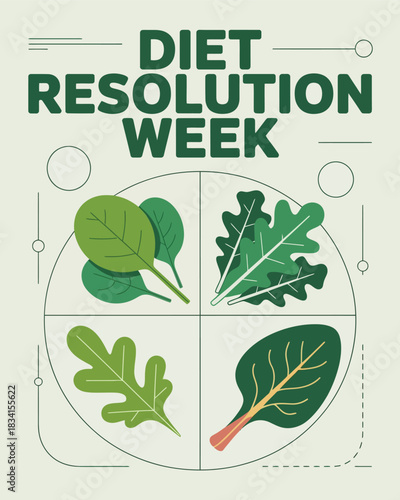 Diet Resolution Week Healthy Eating Vegetable Nutrition Illustration