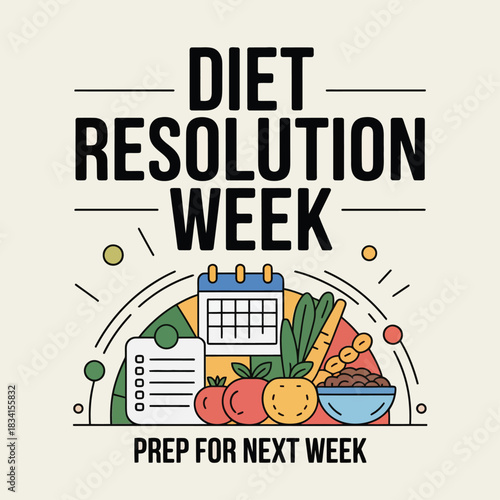 Diet Resolution Week Healthy Eating Vegetable Nutrition Illustration