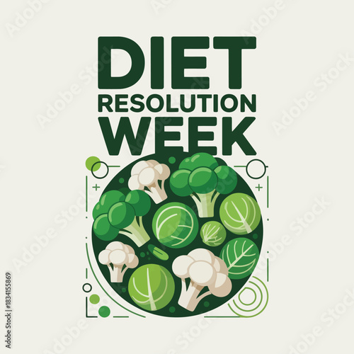Diet Resolution Week Healthy Eating Vegetable Nutrition Illustration