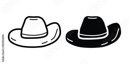 Cowboy Hat Icon Set. Western Style Illustration
