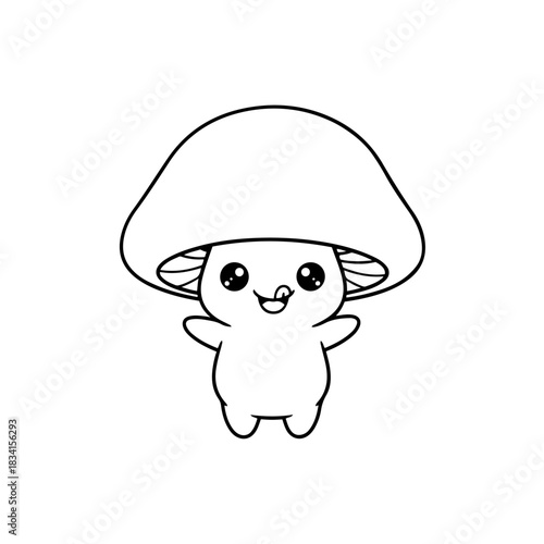 Cute kawaii mushroom isolated on transparent background
