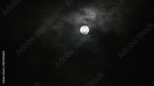 full moon covering by cloud floating on sky in night background
