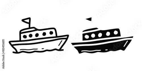 Hand-Drawn Boat Vector Icons for Nautical Projects