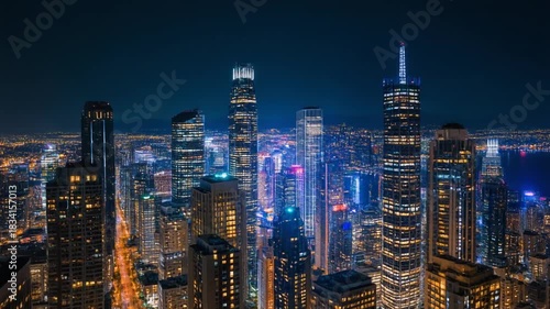 Wallpaper Mural Chicago at Night - A Stunning Aerial View of the City Skyline. Torontodigital.ca