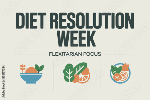 Diet Resolution Week Healthy Eating Vegetable Nutrition Illustration