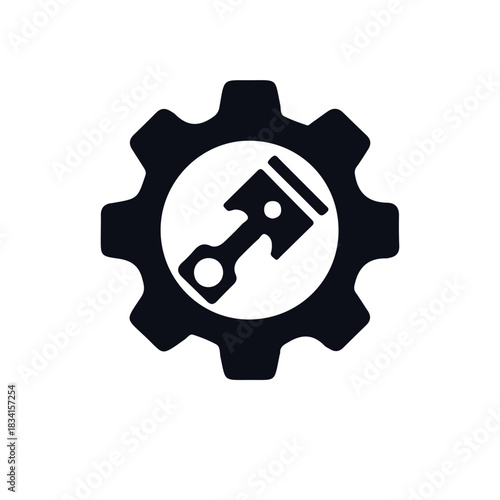 piston icon black and white vector design 