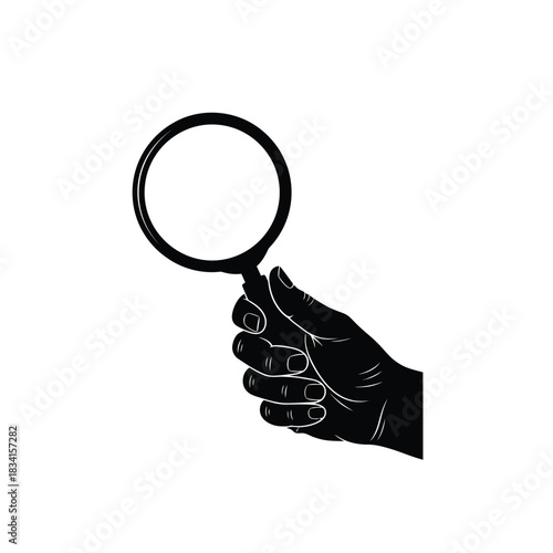Hand holding magnifying glass search icon vector illusration