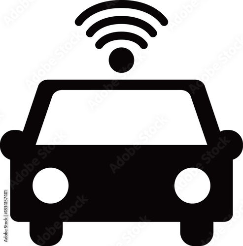 IT技術を搭載した車のアイコン　モノトーン