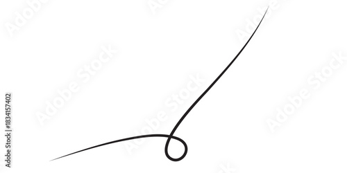 Glossy black human hair strand elegantly curved with a distinct loop and smooth fine texture.