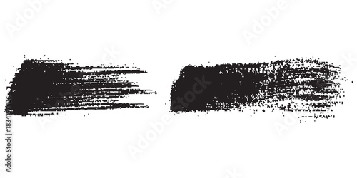 Two Black Brush Strokes with Textured Grungy and Artistic Appearance.