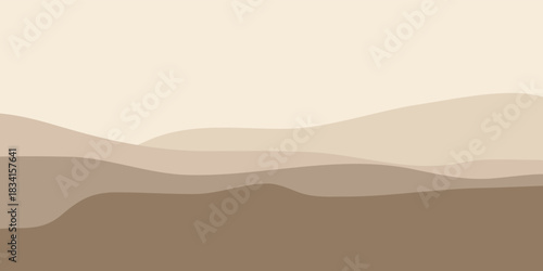 Abstract Landscape Illustration with Layered Hills in Earthy Tones.