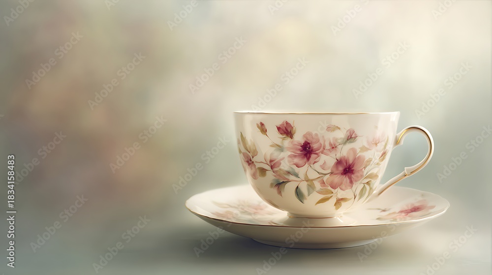 Fototapeta premium cup of tea with rose
