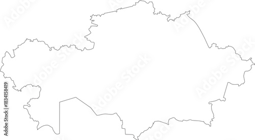 Kazakhstan Map Isolated Outline Stroke Vector Map Editable