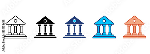 Courthouse Icon Set Multiple Style Collection