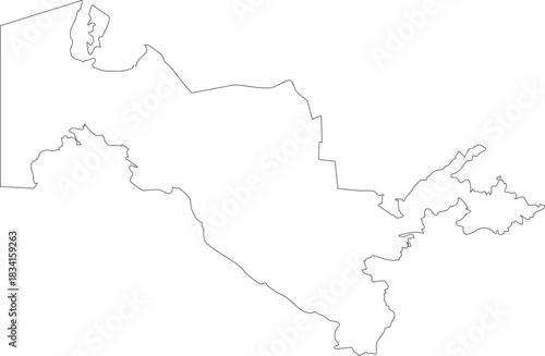 Uzbekistan Map Isolated Outline Stroke Vector Map Editable.