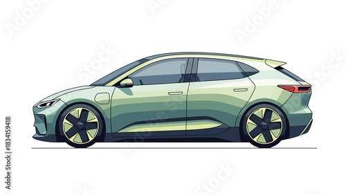 Innovative Electric Vehicle Design, Futuristic Green Automotive Concept