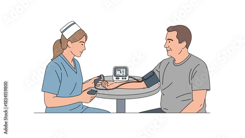 Healthcare worker accurately measuring a patient's blood pressure during a general medical examination, highlighting proactive health maintenance and essential wellness assessments
