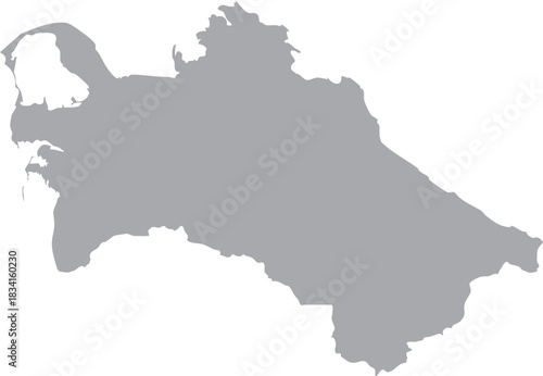 Turkmenistan Map Isolated Silhouette Grey Vector Map Editable