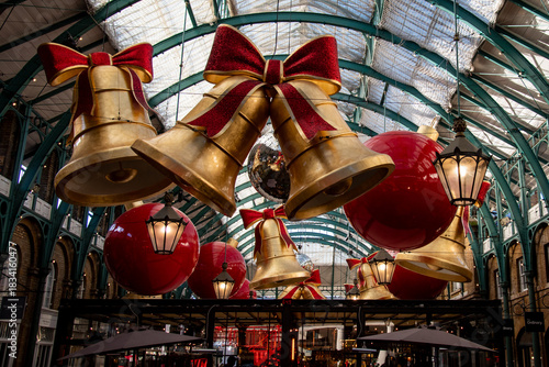 Festive christmas decorations at covent garden market in london