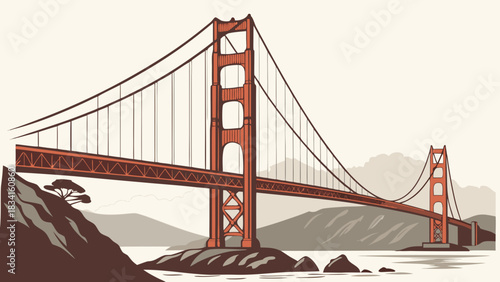 Golden gate bridge, san franciscos iconic landmark, showcases its stunning architecture against the sky. Suitable for travel blogs and tourism.