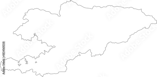 Kyrgyzstan Map Isolated Outline Stroke Vector Map Editable