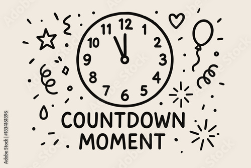 Celebration Countdown Doodle. Countdown moment. Hand-drawn doodle illustration of Countdown moment. Central