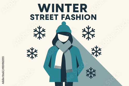 Minimalist Winter Fashion. Winter street fashion editorial. geometric sans heavy, flat fills, long angled