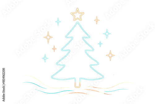 Neon Christmas Glow. Neon Christmas tree illustration. A glowing tree made of vibrant neon lines pulses softly