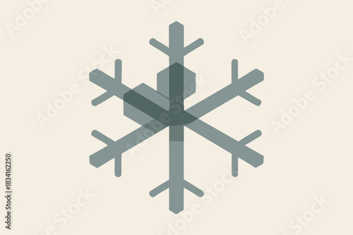 Minimalist Snowflake Design. Minimal ice crystal minimalist flat illustration of a singular bold snowflake