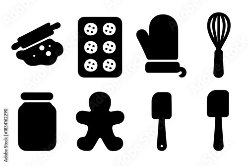 Holiday Kitchen Icons. Holiday kitchen moments. Filled icon set of Holiday kitchen moments: rolling pin,