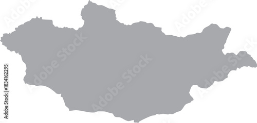 Mongolia Map Isolated Silhouette Grey Vector Map Editable