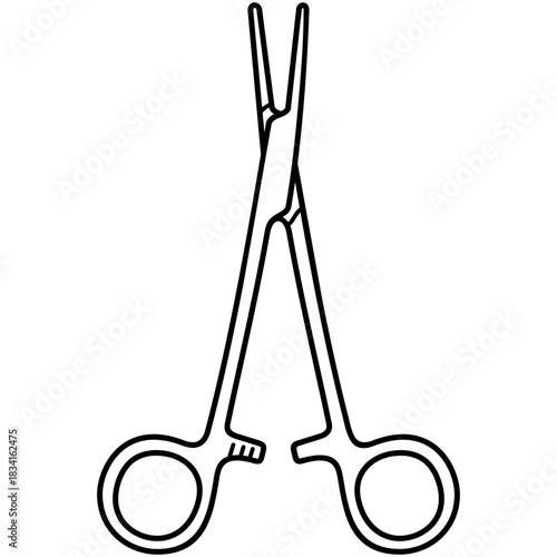 Forceps Halstead Mosquito. Surgical instrument. Vector outline icon.