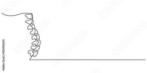 spine continuous one line drawing, Continuous one line drawing bones of human hand. Wrist bones in single line art vector illustration. Editable stroke., Spine icon, Human spine vector illustration. 