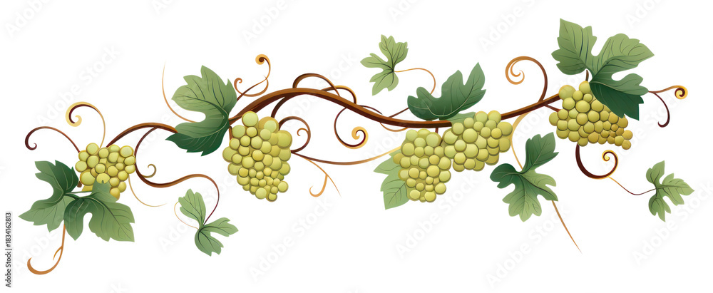 Obraz premium PNG Vine borders pattern grapes plant.