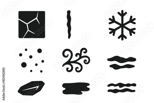 Glacial Icon Set. Glacial window textures. Filled icon set of Glacial window textures: ice plate, frost line,